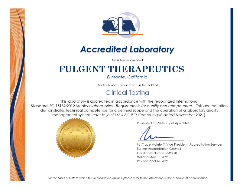 Fulgent Genetics A2LA ISO 15189