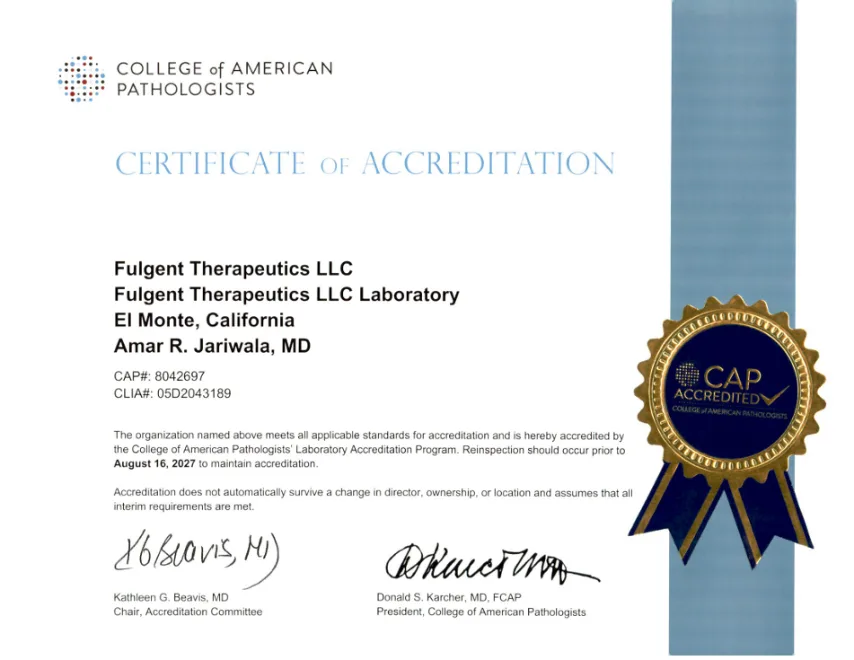 Fulgent Genetics CAP Accreditation